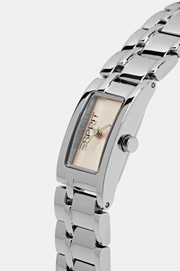 Reloj de acero inoxidable con diseño cuadrado, SILVER, detail image number 1