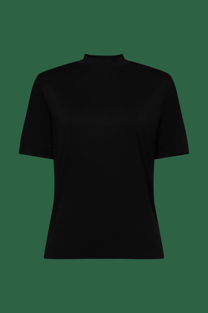 Camiseta de punto con cuello medio alto, BLACK, detail image number 5