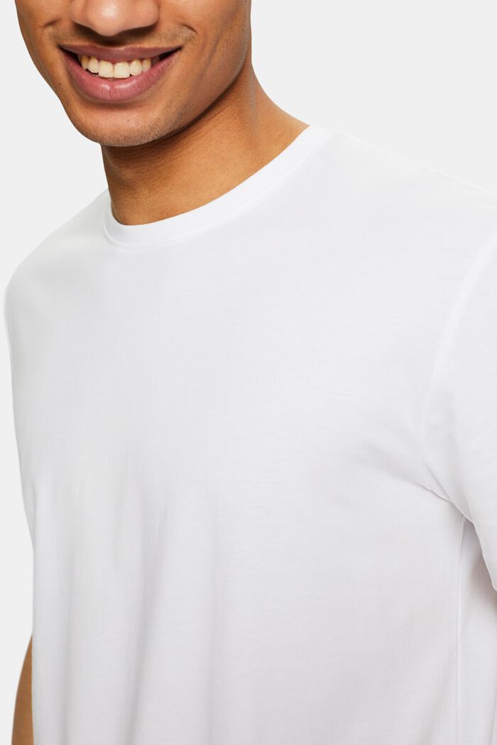 Camiseta de jersey de algodón pima con cuello redondo, WHITE, detail image number 3