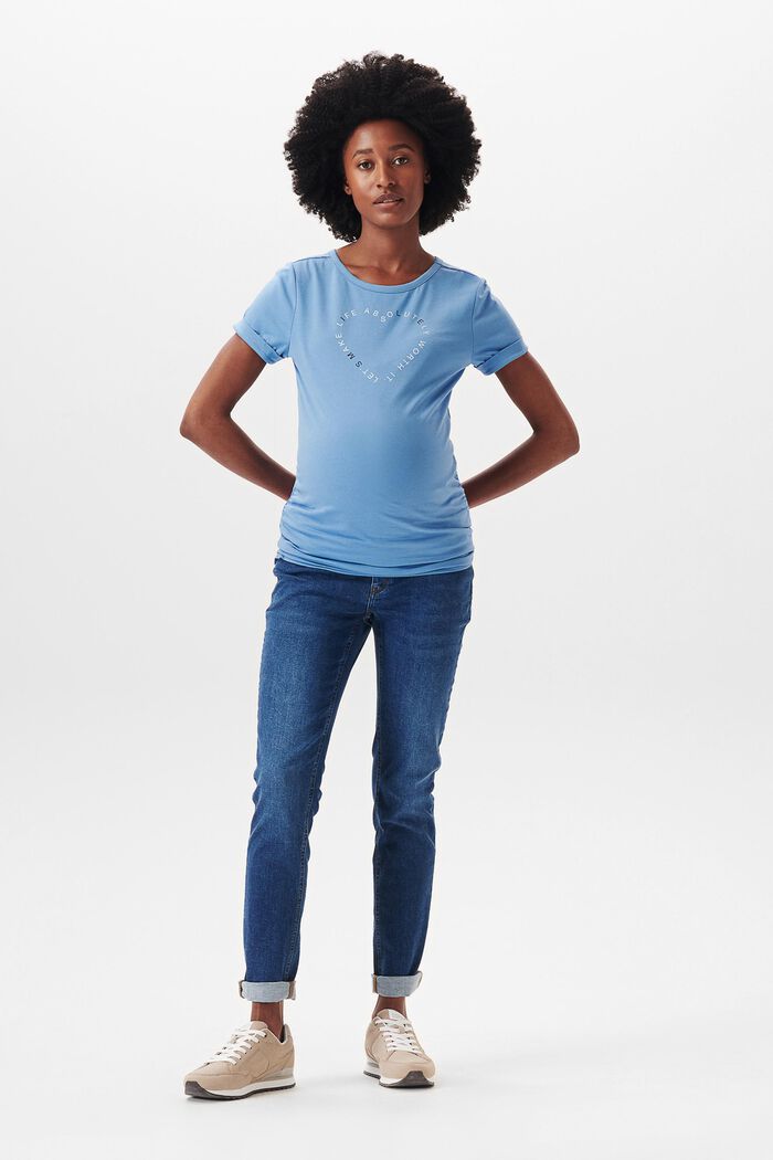 Camiseta con frase estampada, algodón ecológico, BLUE, detail image number 0