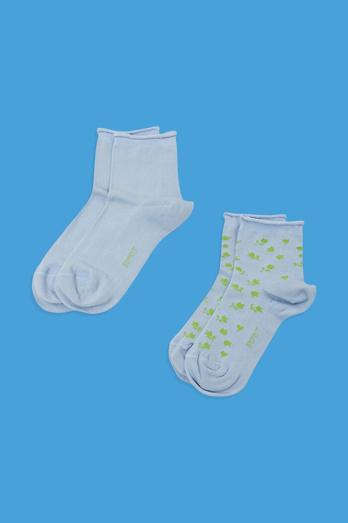 Pack de dos pares de calcetines cortos con diseño de flores, CLOUD, detail image number 0