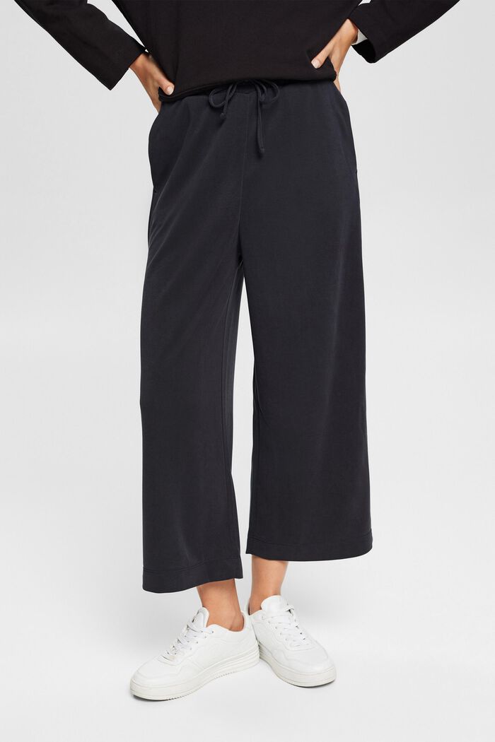 Pantalón culotte de felpa suave, BLACK, detail image number 0