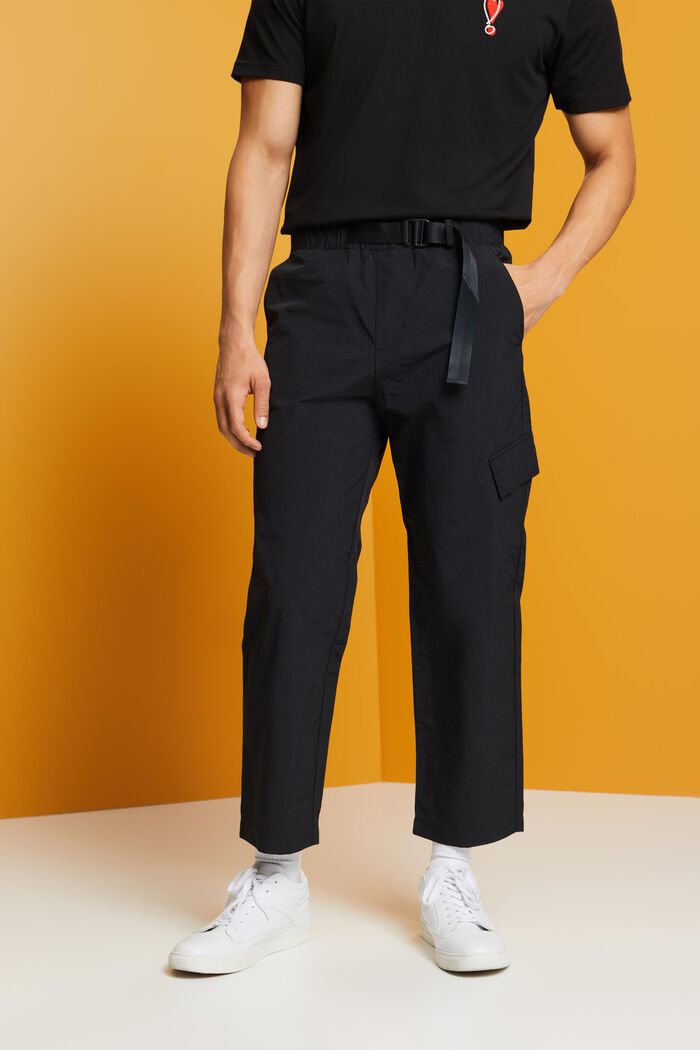 Pantalones cargo con perneras rectas, BLACK, detail image number 0