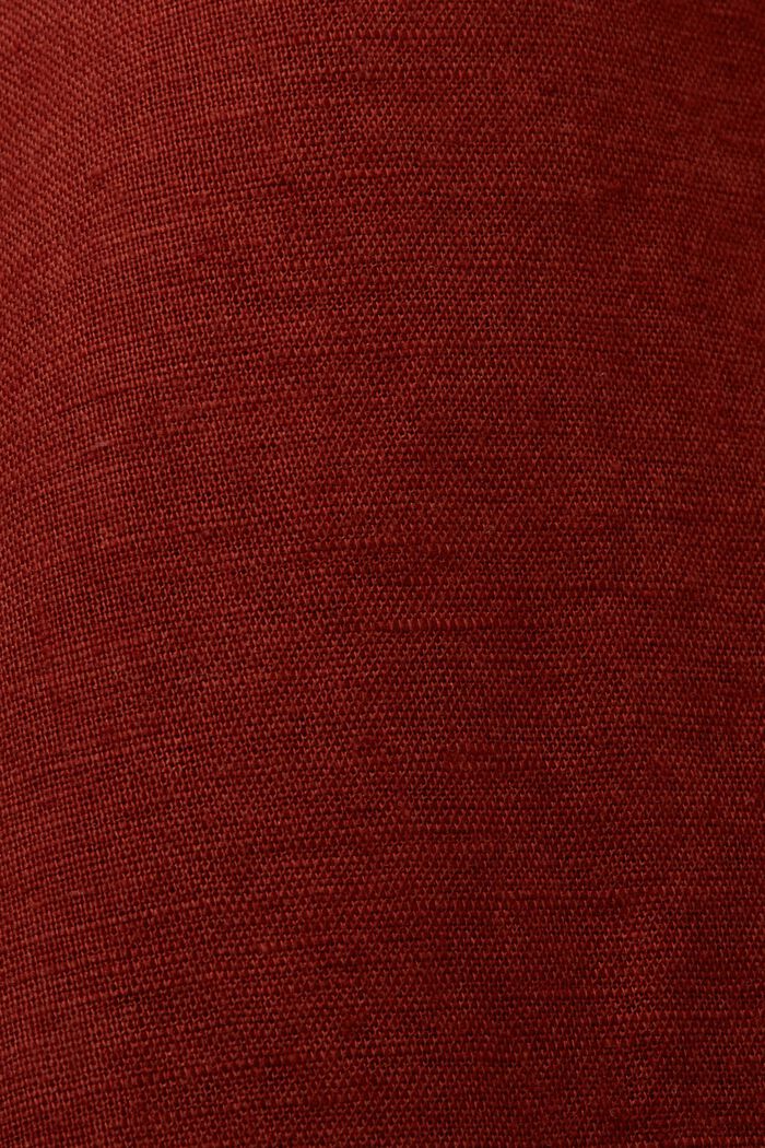 CURVY Vestido camisero con cinturón, en mezcla de lino y algodón, TERRACOTTA, detail image number 4