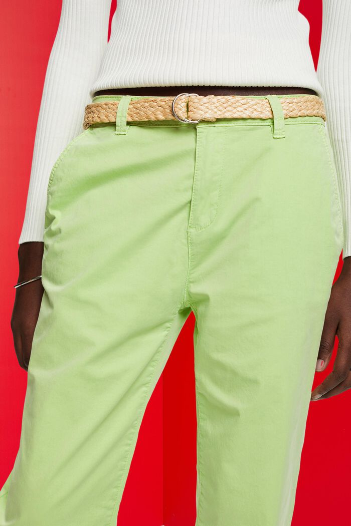 Pantalones chinos elásticos ligeros con cinturón, CITRUS GREEN, detail image number 2