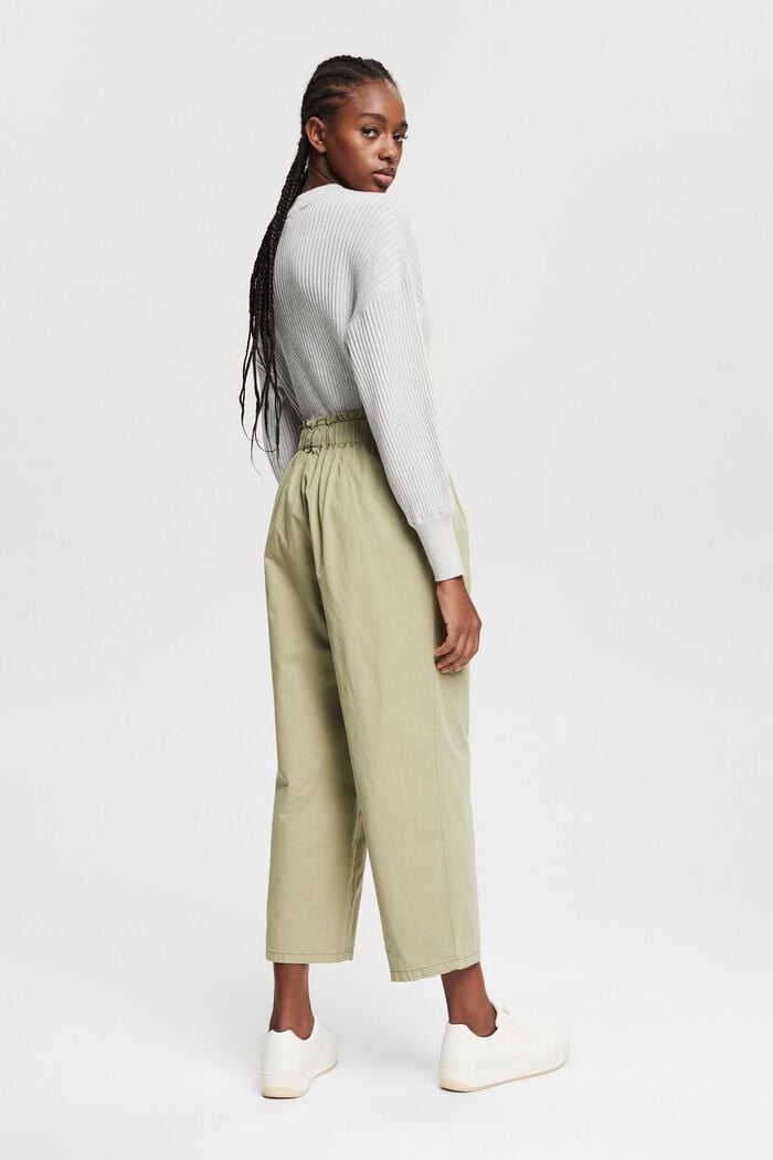 Pantalón tobillero con cintura elástica, 100% algodón, LIGHT KHAKI, detail image number 3