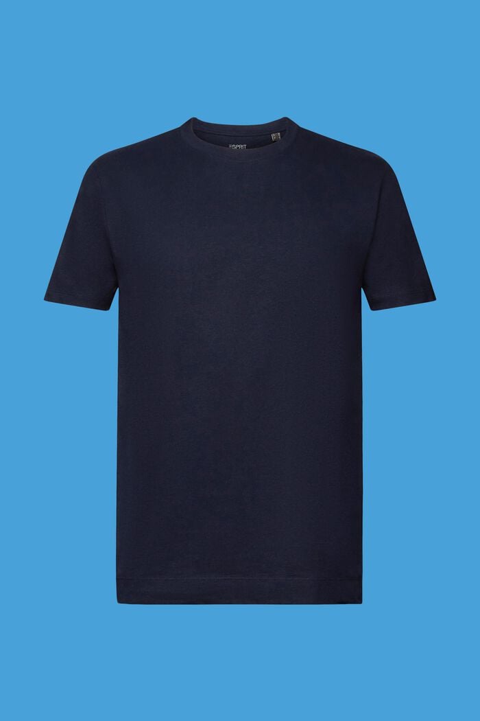 Camiseta en mezcla de algodón- lino, NAVY, detail image number 6