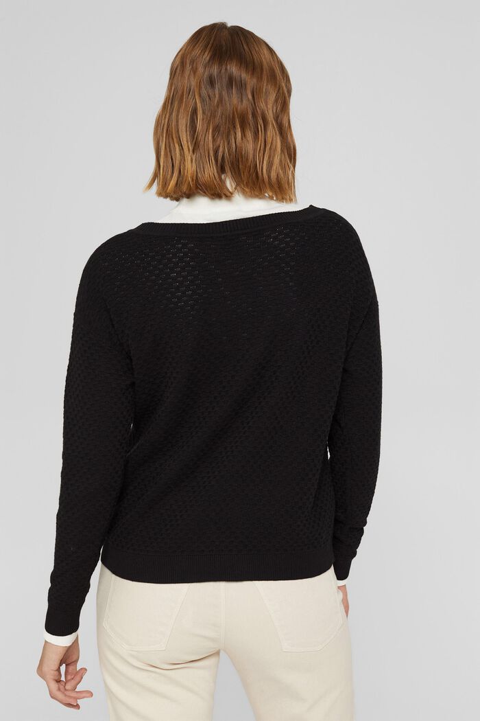 Jersey con textura apanalada, 100% algodón, BLACK, detail image number 3