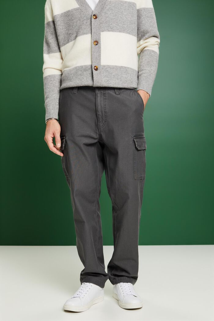 Pantalones cargo de algodón, DARK GREY, detail image number 0