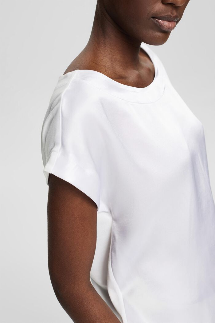 Camiseta en mezcla de tejidos, LENZING™ ECOVERO™, WHITE, detail image number 2