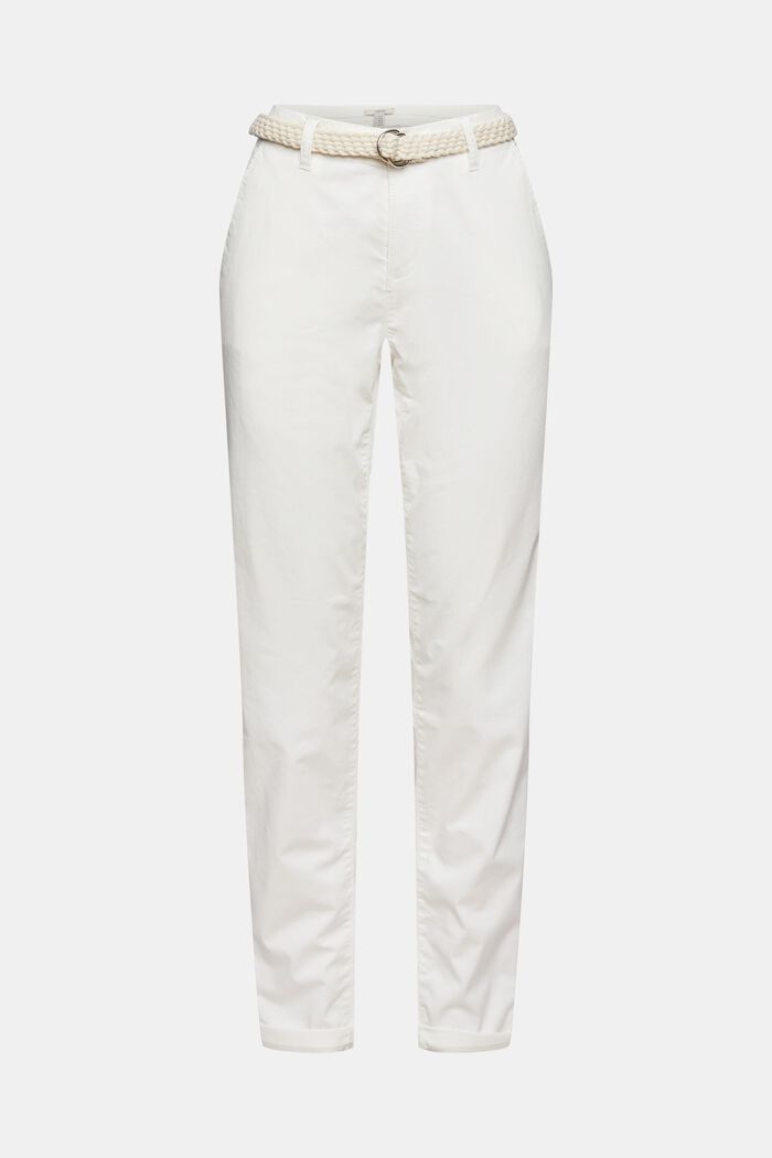 Pantalones chinos con cinturón trenzado, WHITE, detail image number 2
