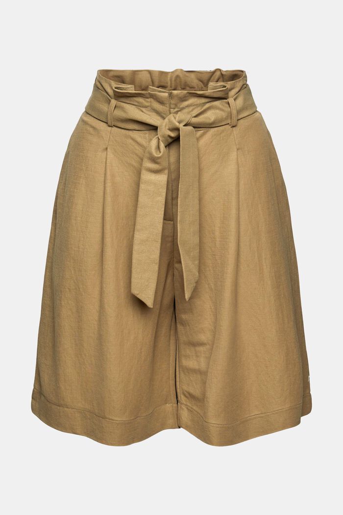 Pantalón corto de cintura estilo paper bag, LENZING™ ECOVERO™, KHAKI GREEN, detail image number 4