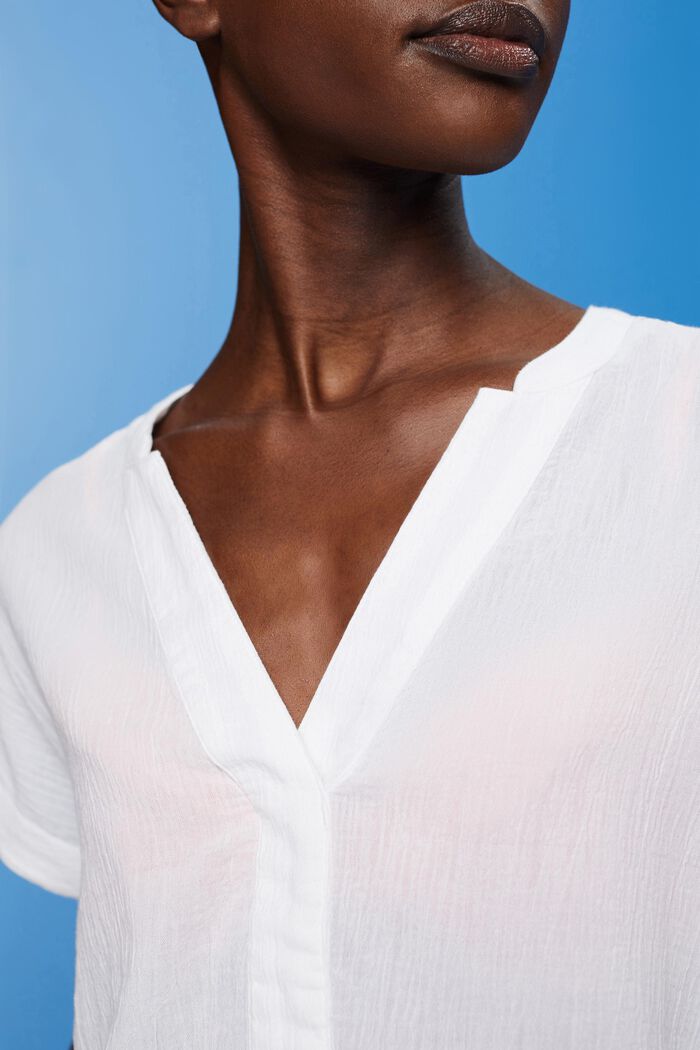 Blusa de algodón con textura, WHITE, detail image number 2