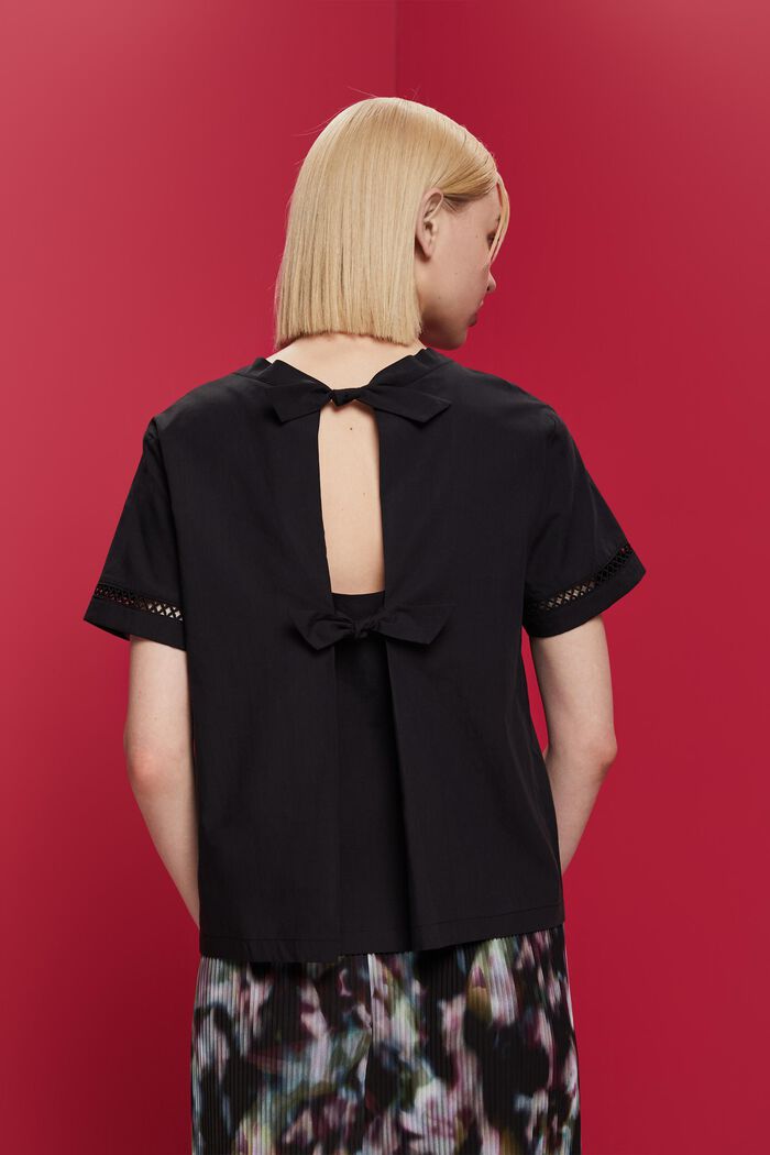 Blusa con diseño de espalda descubierta, TENCEL™, BLACK, detail image number 3