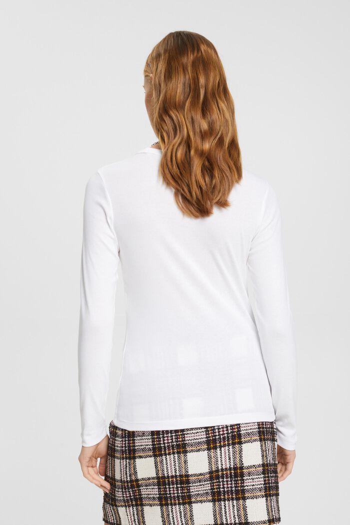 Camiseta de algodón de manga larga, WHITE, detail image number 3