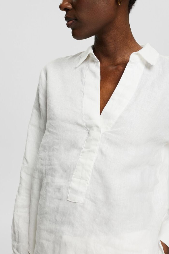 Blusa de 100% lino, WHITE, detail image number 2