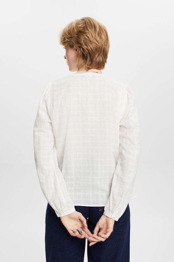 Blusa de algodón con textura, OFF WHITE, detail image number 4
