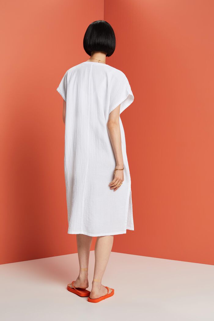 Vestido playero estilo túnica, 100% algodón, WHITE, detail image number 1