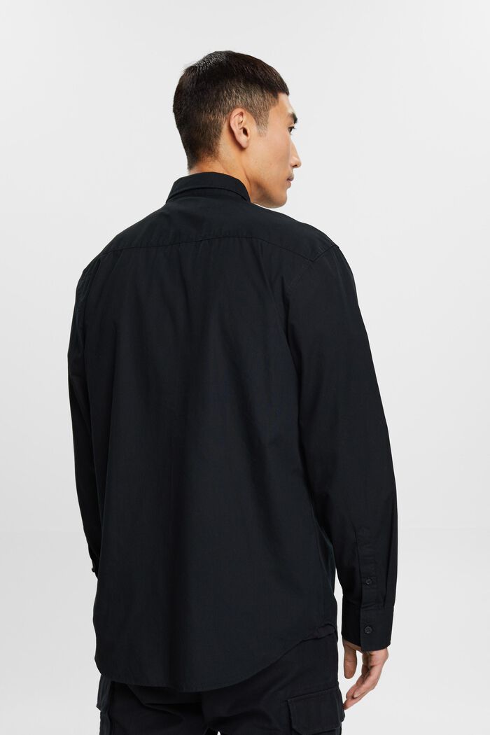 Camisa de cuello abotonado de popelina, 100 % algodón, BLACK, detail image number 3