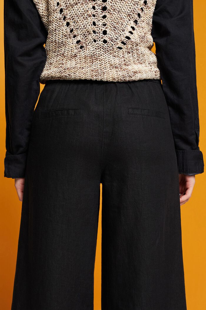 Pantalones de lino de corte ancho, BLACK, detail image number 2