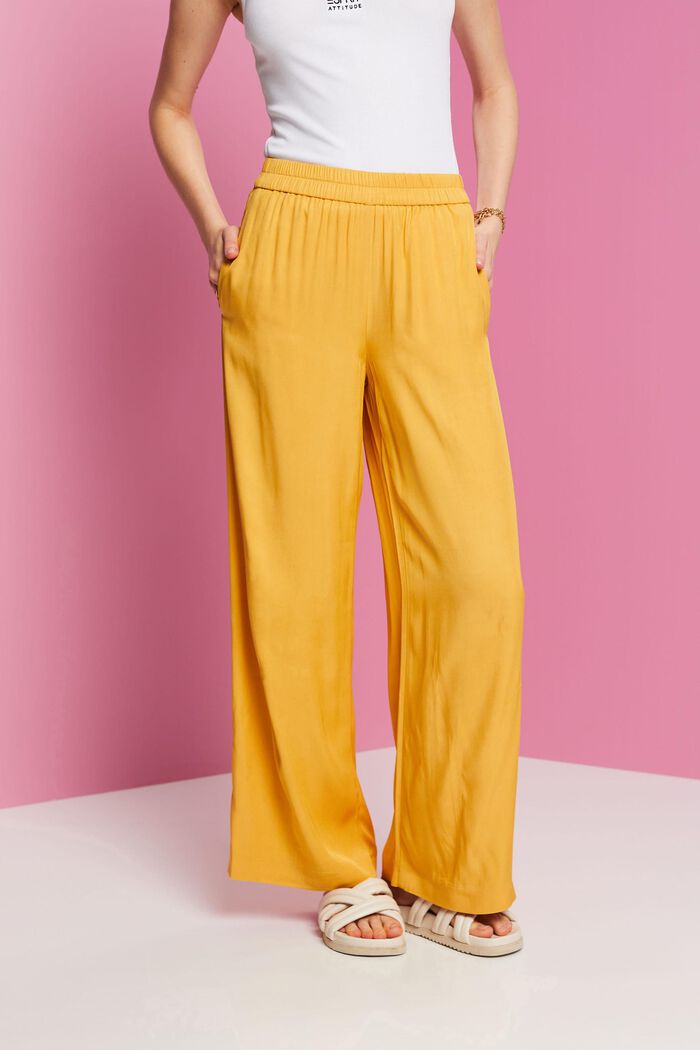 Pantalones de pernera ancha, LENZING™ ECOVERO™, SUNFLOWER YELLOW, detail image number 0