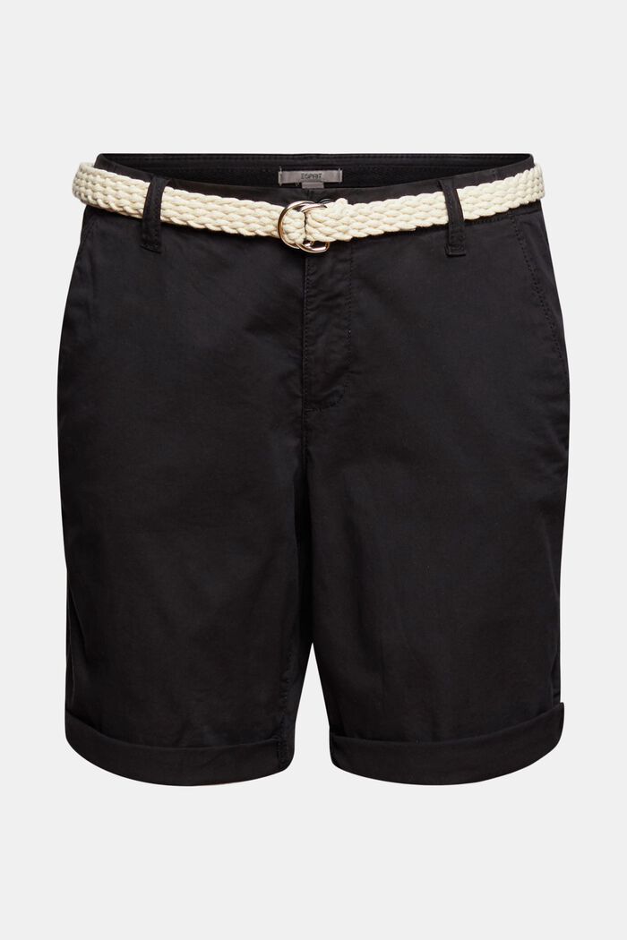 Pantalones cortos con cinturón tejido, BLACK, detail image number 2