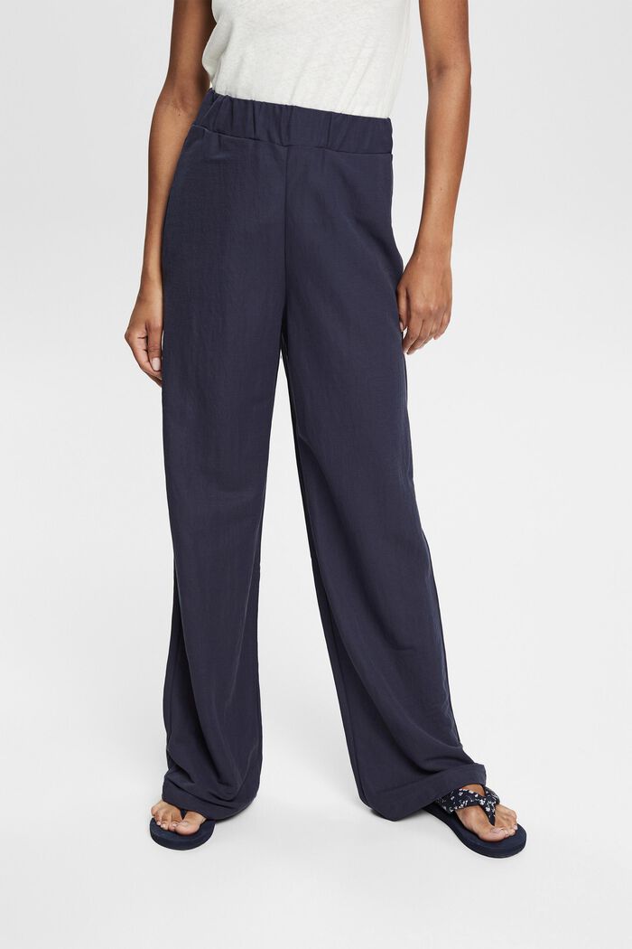 Pantalón amplio con cintura elástica, LENZING™ ECOVERO™, ANTHRACITE, detail image number 0