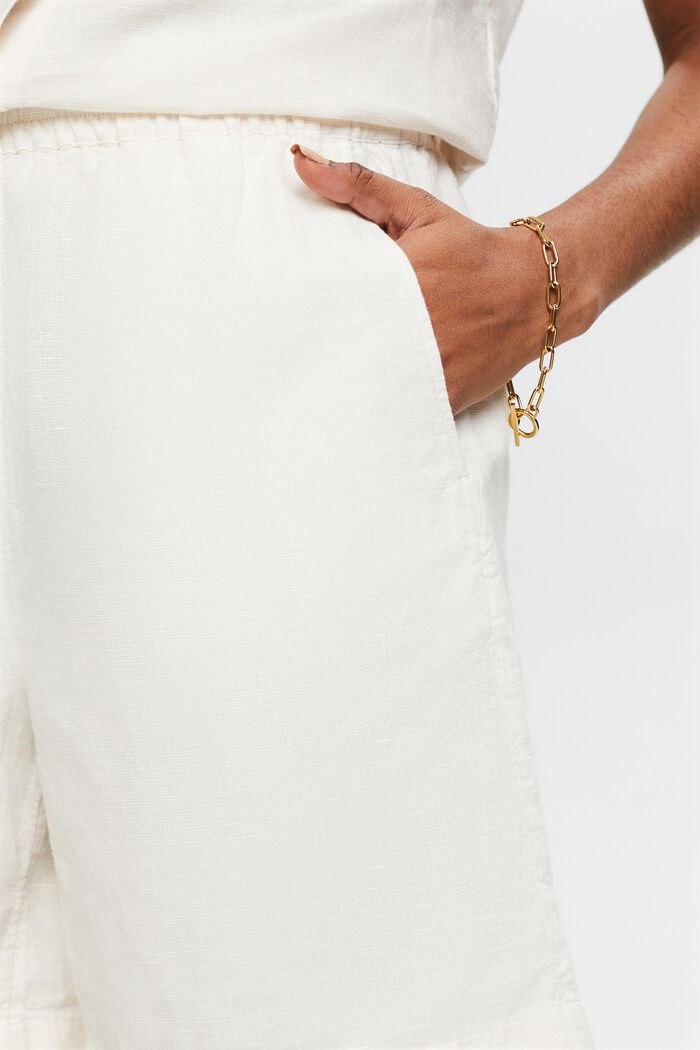 Pantalones en lino de algodón sin cierres, CREAM BEIGE, detail image number 3