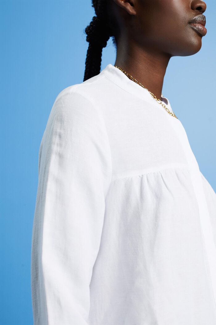 Blusa camisera de lino, WHITE, detail image number 2