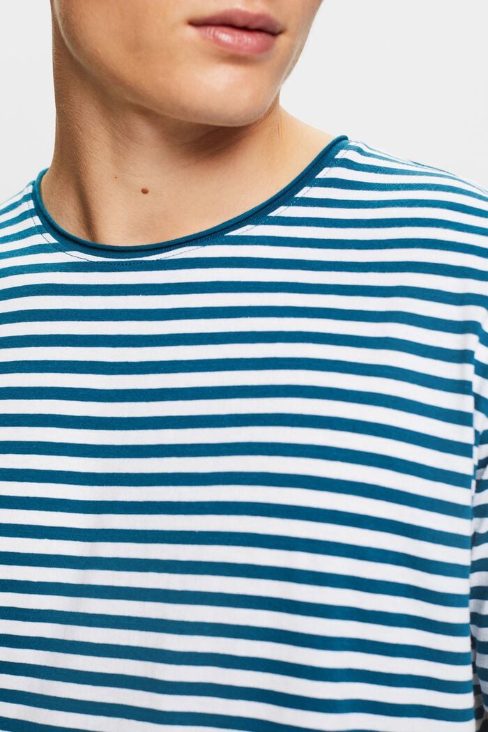 Camiseta de punto con estampado de rayas, PETROL BLUE, detail image number 3