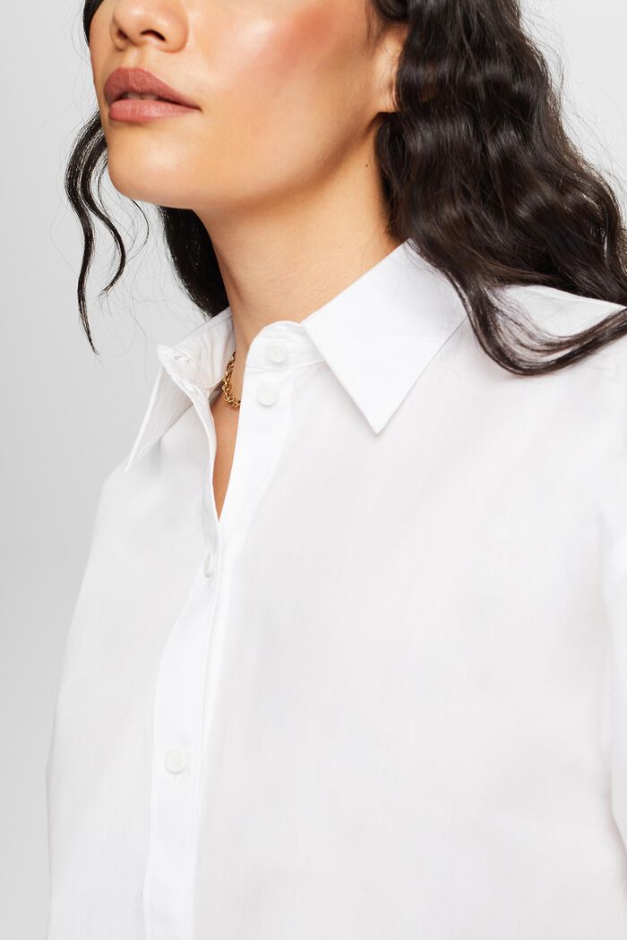 Blusa camisera de popelina, 100% algodón, WHITE, detail image number 3