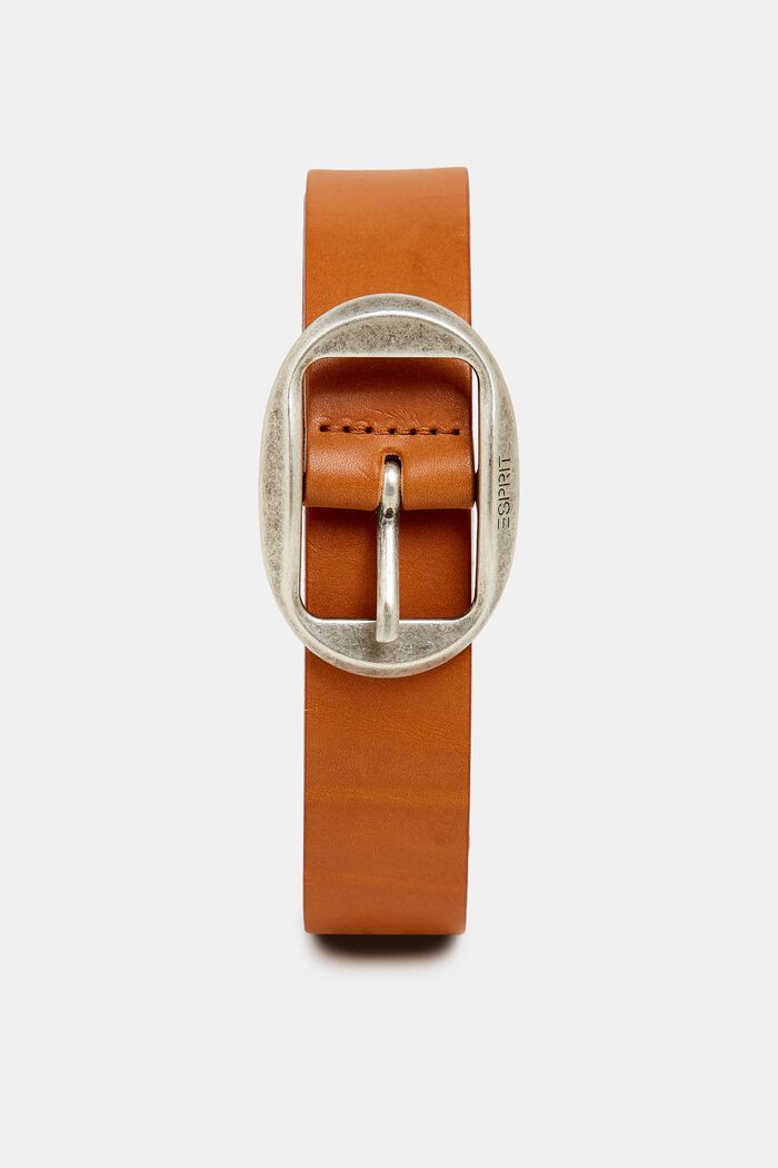Cinturón con hebilla estilo vintage, de piel, RUST BROWN, detail image number 0