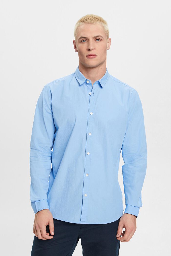 Camisa de algodón sostenible con corte ceñido, LIGHT BLUE, detail image number 0