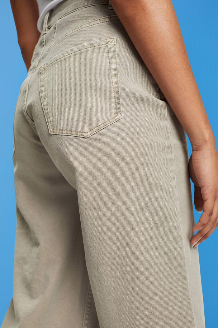Pantalón culotte de tiro alto con perneras anchas, DUSTY GREEN, detail image number 4