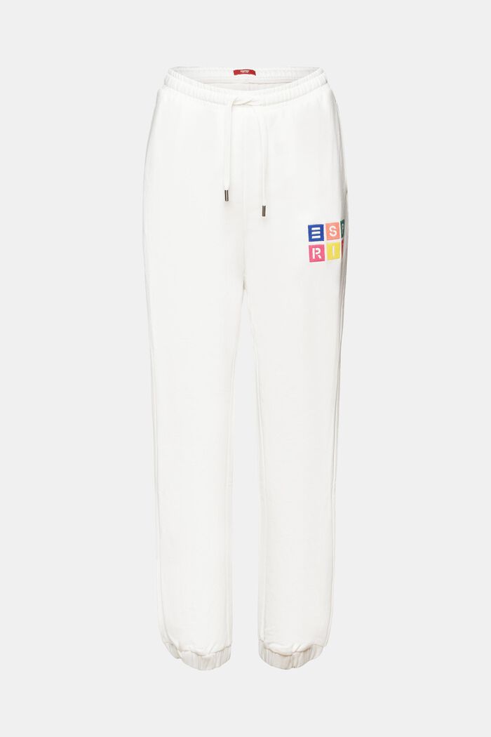 Pantalón deportivo de algodón ecológico con logotipo bordado, OFF WHITE, detail image number 8