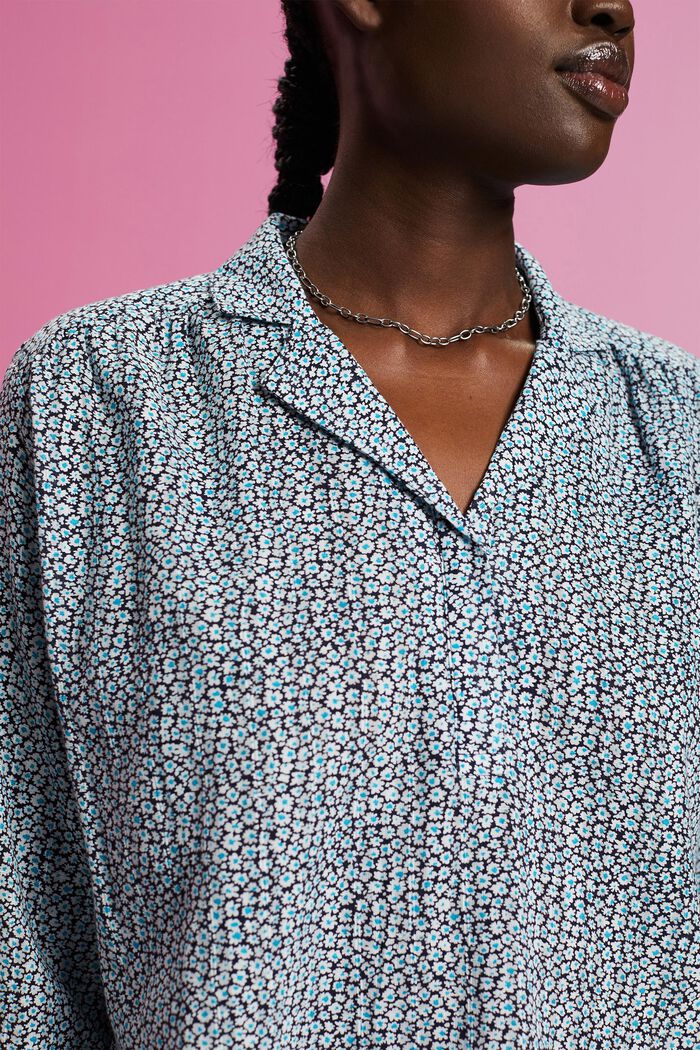 Blusa de algodón con estampado floral, NAVY, detail image number 2