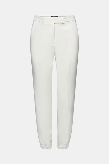 Pantalones tobilleros con bajos elásticos, PASTEL GREY, overview