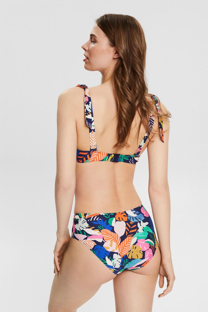 Top de bikini con estampado colorido y tirantes multiposición, NAVY, detail image number 1