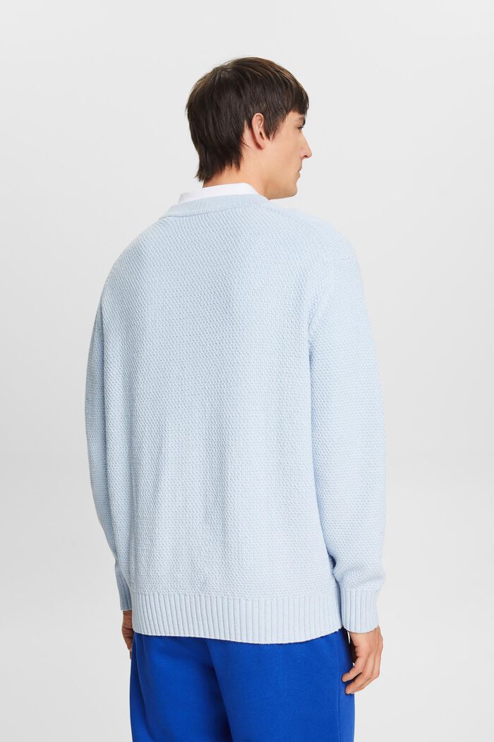 Jersey de algodón con el cuello en pico, LIGHT BLUE, detail image number 3