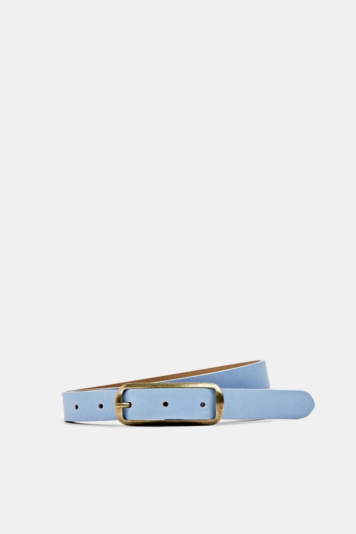 Cinturón de piel con hebilla cuadrada, LIGHT BLUE, detail image number 0