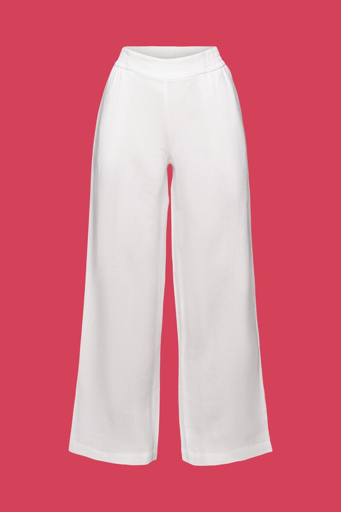 Pantalón de pernera ancha de lino sin cierre, WHITE, detail image number 6