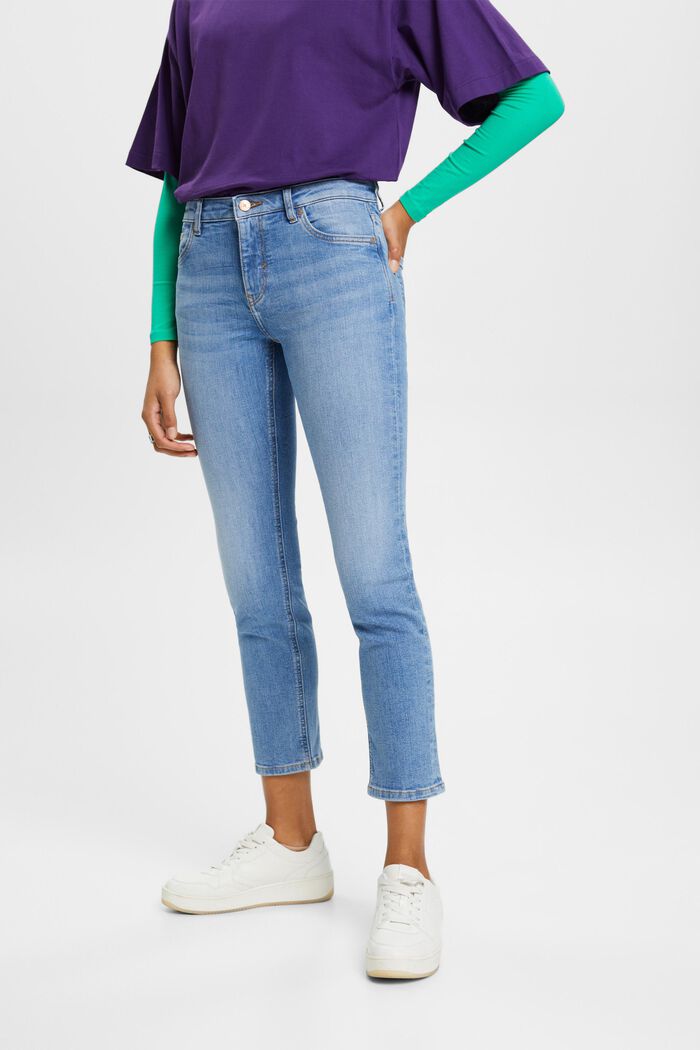 Jeans mid-rise cropped leg, BLUE LIGHT WASHED, detail image number 0