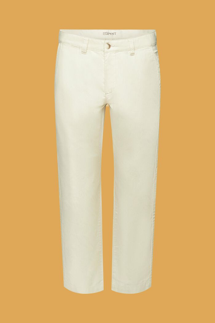 Pantalones en mezcla de algodón y lino, CREAM BEIGE, detail image number 6