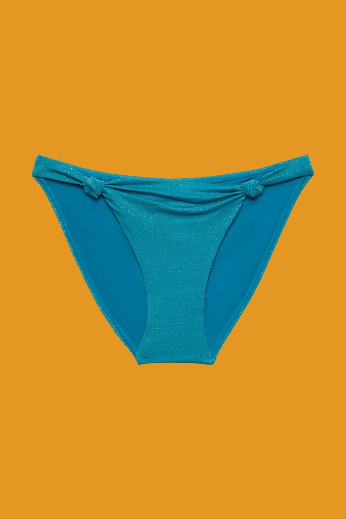 Braguita de bikini brillante con detalle anudado, TEAL BLUE, detail image number 3