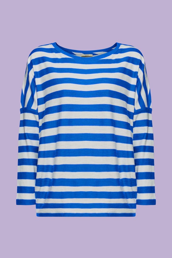 Camiseta de algodón a rayas, BRIGHT BLUE, detail image number 6