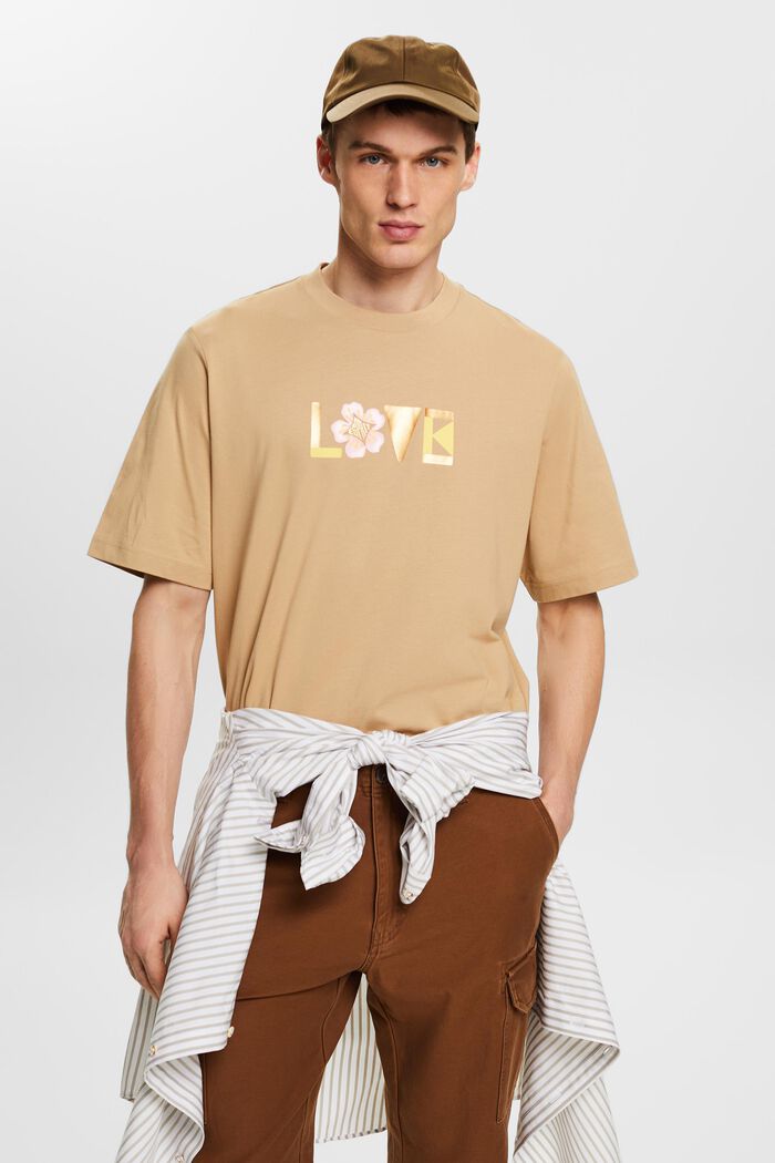 Camiseta unisex estampada de algodón Pima, BEIGE, detail image number 0