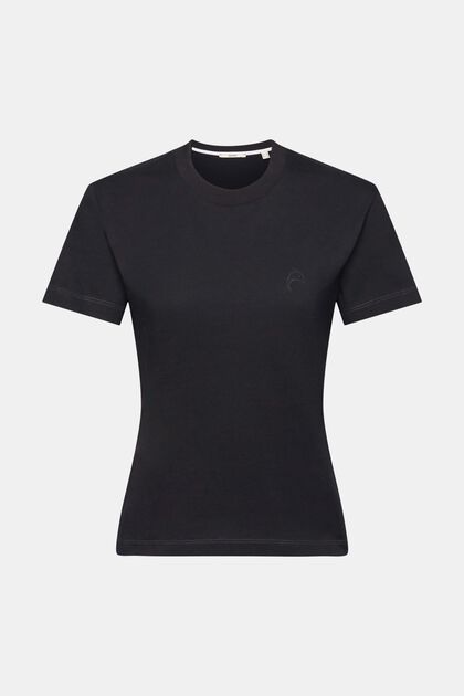 Camiseta de algodón con estampado de delfín, BLACK, overview