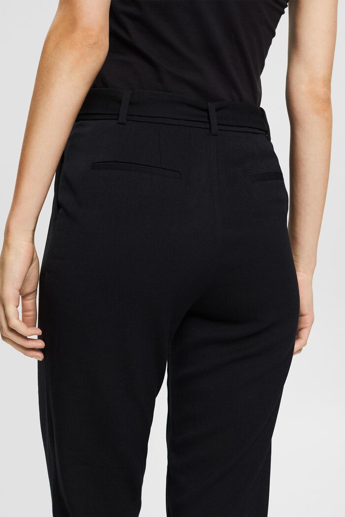 Pantalón chino de cintura alta con cinturón, BLACK, detail image number 0