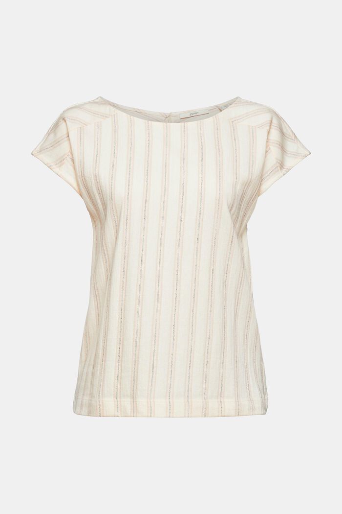 Camiseta con rayas verticales realizada en algodón, OFF WHITE, overview