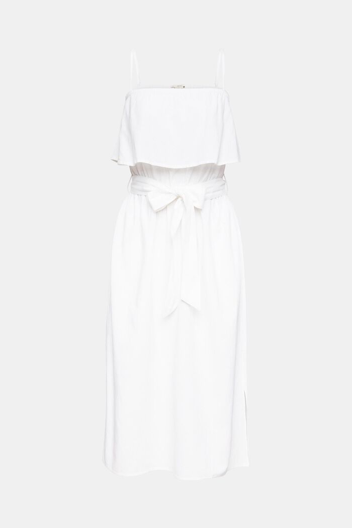 Con lino: vestido con tirantes ajustables, WHITE, detail image number 6